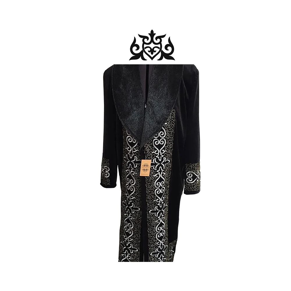
Kazakh Man Clothing Brands Outer Wear Garment with Faux Fur Collar 