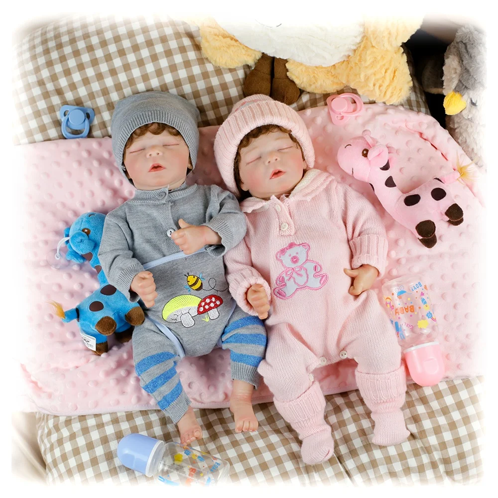Lifereborn New Arrivals 48 CM Reborn Newborn Baby Dolls Silicone Reborn Dolls Twins For Birthday Gifts