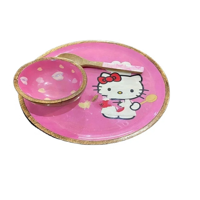 Высококачественная деревянная тарелка с чашей для детей