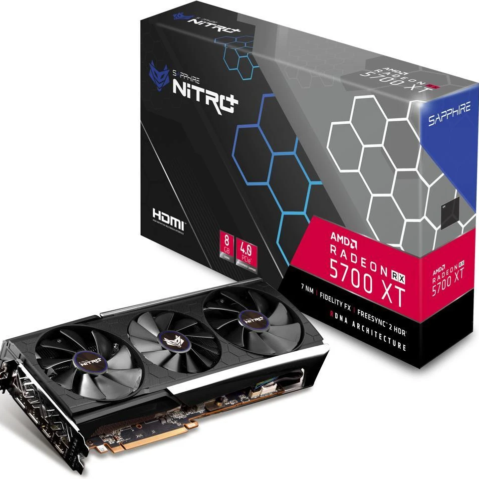 
 Видеокарта SAPPHIRE NITRO + Radeon RX 5700 XT 8 Гб 580 GDDR6 PCI Express 4,0x16 ATX, видеокарта 11293-03-40G  