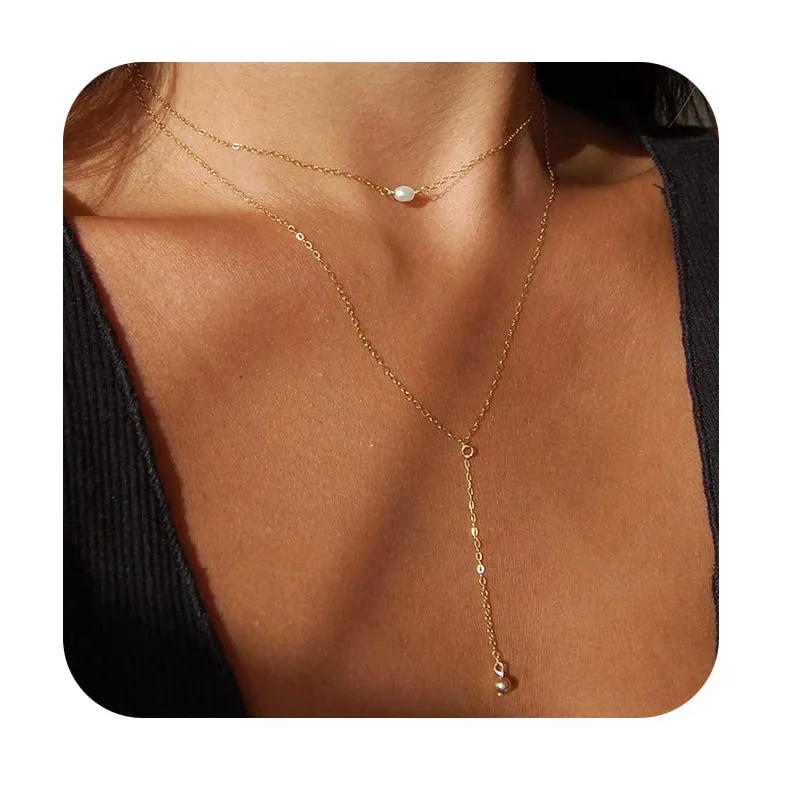 Fashion Simple Personality 18k Gold-plated Cross Necklace Y Stick Pendant Necklace For Women