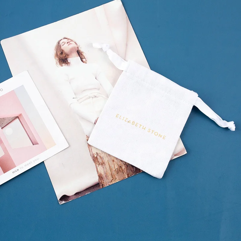 High Quality Custom LOGO Printed Canvas Cotton Jewelry Drawstring Bag Pouch Promotion 100% Cotton Drawstring Bag