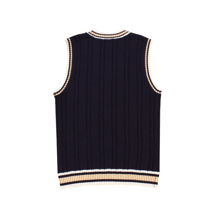 Embroidered V-neck girl student school uniform sweater knitted vest boy girl vest V-neck sleeveless high school vest