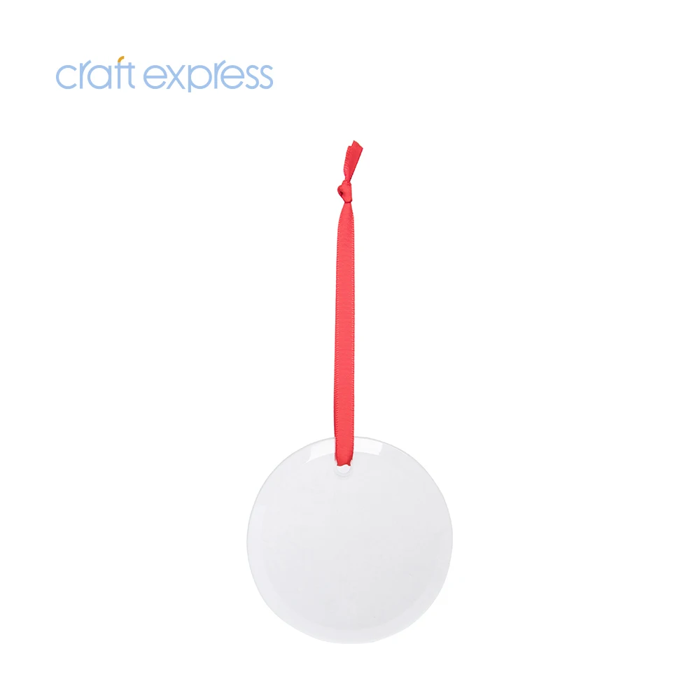 Craft Express Promotion Custom Gift Christmas Tree Circle Decoration Ornament Supplies Clear Glass Sublimation Ornament