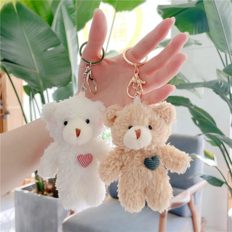 Kawaii 10cm Mini Teddy Bear Pendant Stuffed Cute Baby Bear Plush Doll Bag Accessory Keychain Decoration