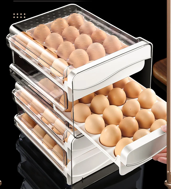 Double Layer Egg Container for Refrigerator Egg Holder for Refrigerator Egg Organizer Storage Box Tray for Household
