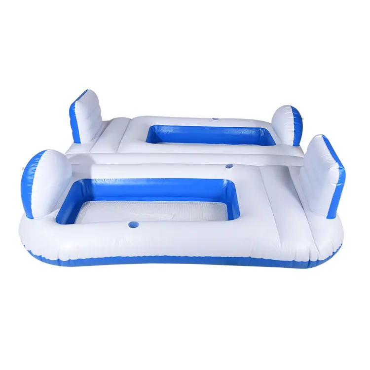 Three person multi-function net backrest floatie inflatable pool float inflatable party floating island for adults