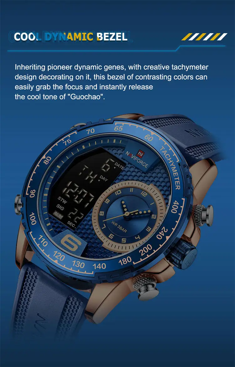 Naviforce NF9199T high quality make custom  mens hour perfect TPU big numbers date display  sports wristwatch