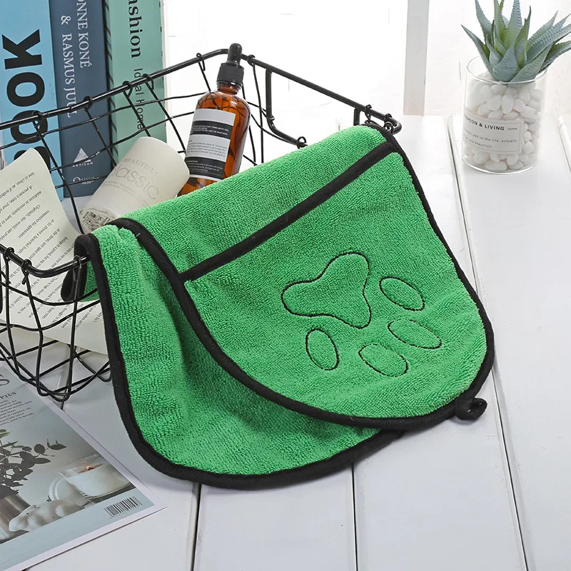 Powerful Absorbent Bath Towel Pocket Microfiber Soft And Comfortable Dog Cat Pet