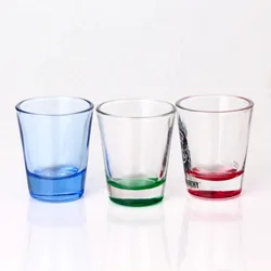 Amazon hot selling high quality stocked 2oz tequila shot glass with color at bottom