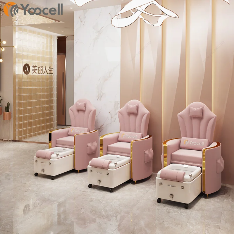 Yoocell wholesaler portable pink color detachable spa chair spa equipment  pedicure chair no plumbing for spa salon