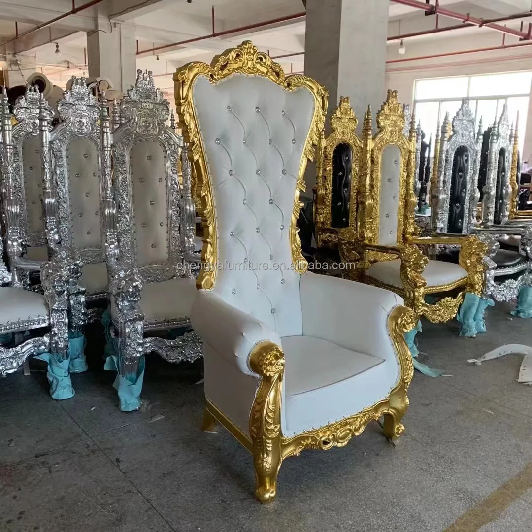 Royal golden frame cheap king and queen throne chairs