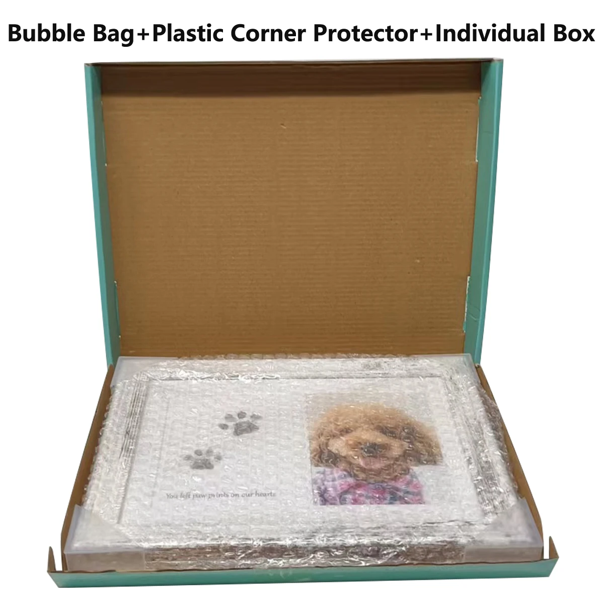 Dog Paw Print Frame Kit Distressed White Rustic Style Pet Paw Print Picture Frame No Mess Ink Pad for Dogs and Cats