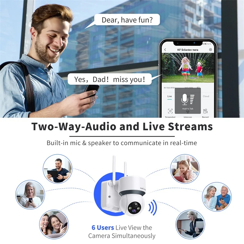 K&F Concept solar wifi camera surveillance outdoor solar hd 1080p intelligent solar energy alert ptz camera