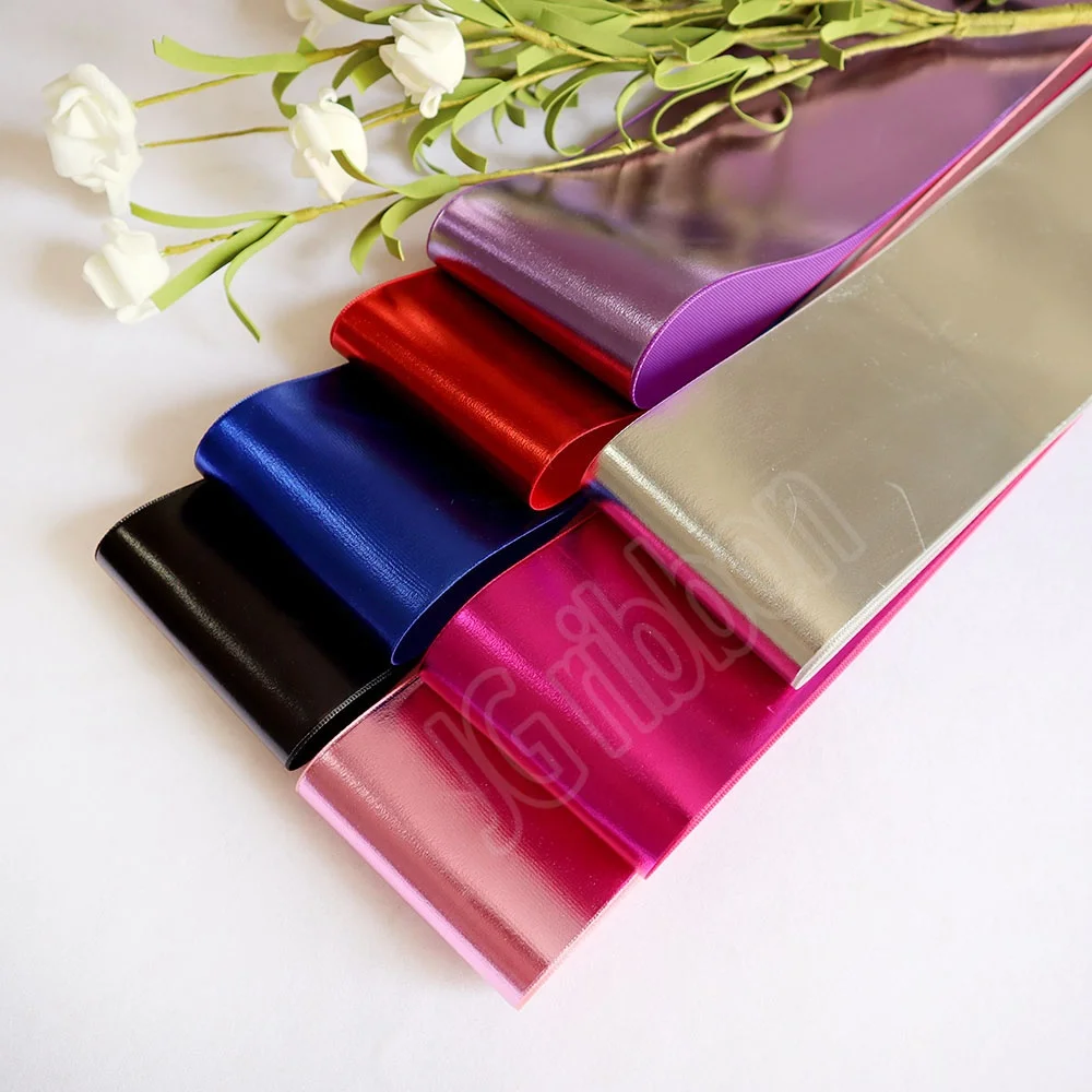 75mm azalea red foil hologram grosgrain ribbon for Head bows DIY decoration ribbon accept custom
