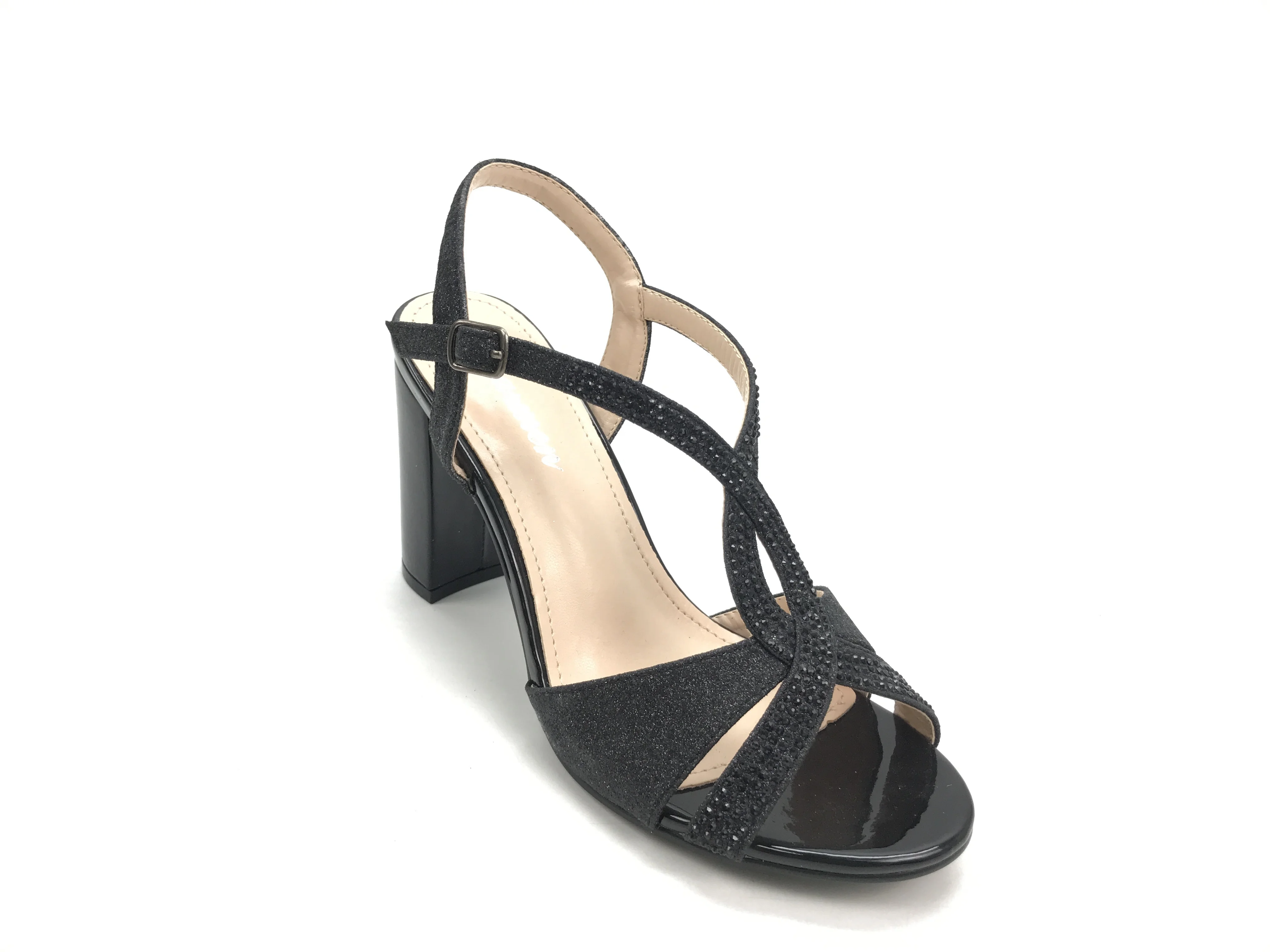 Ladies Open Toe Sandals Diamonds  Block Heels Casual Dress Shoes Comfortable Heels for Women