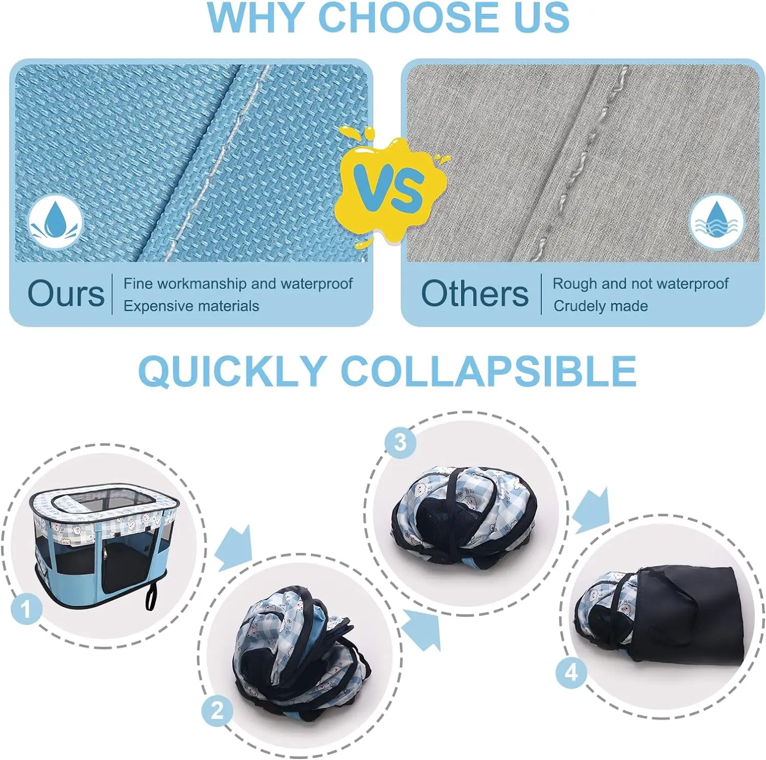 Foldable Square Pet Tent Portable Durable Windproof Breathability Mesh Cages Cat Dog Sleeping Playpen