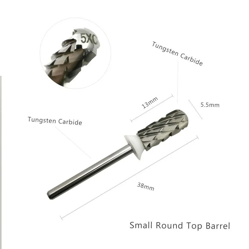 HYTOOS Round Top Small Barrel Carbide 5XC Nails Drill Bit Remove Thick Gel Manicure Drills Accessories Tool Supplier