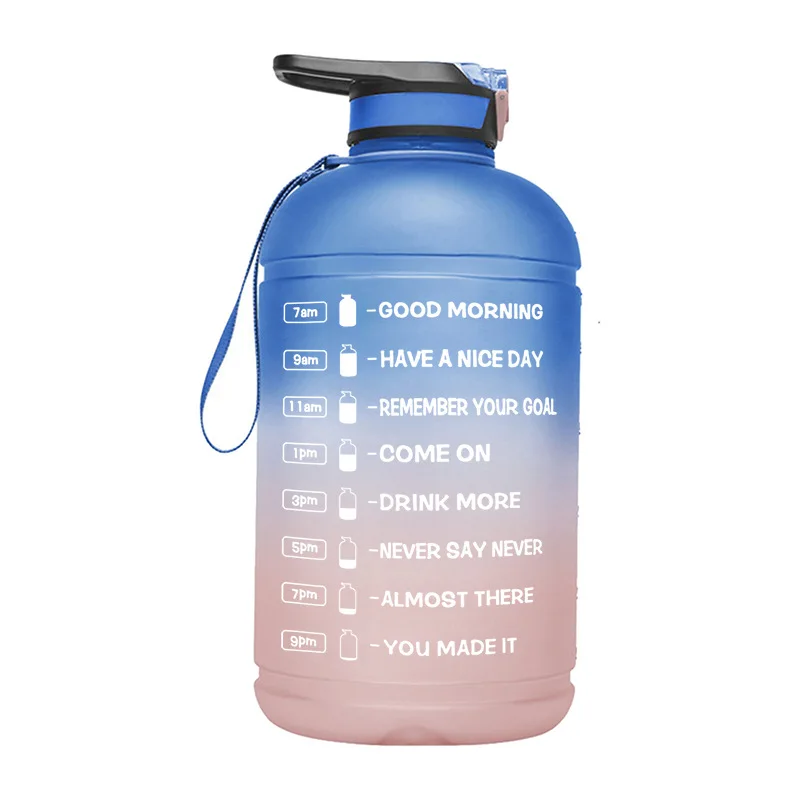 Motivational Water Bottle BPA Free Motivational Sports Water Bottle With Time Marker Straw 3000ml capacity