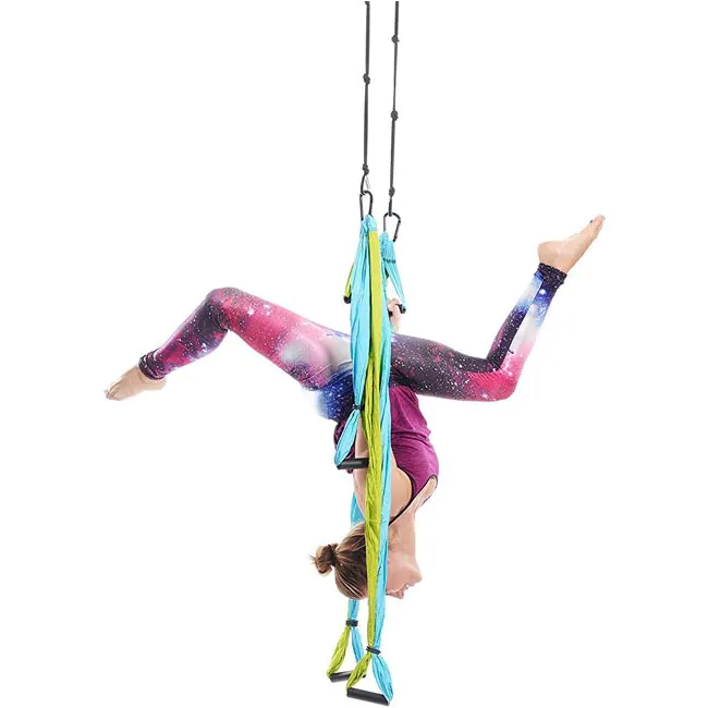 
Sling inversion swing kit yellow aerial yoga silk, ultralight parachute flying aerial yoga equipment 