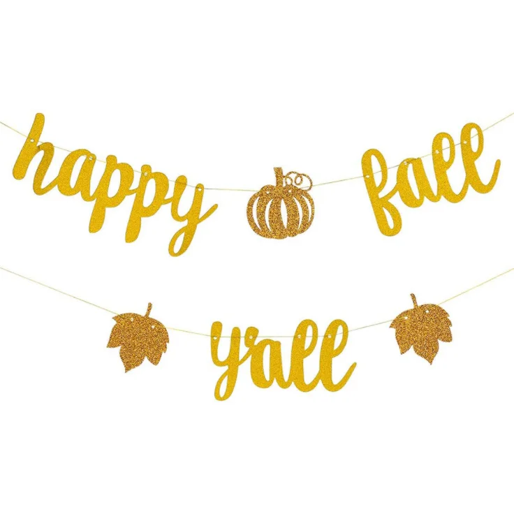 Amazon Popular Wholesale Thanksgiving Day Glitter Pumpkin Paper Party  Banner