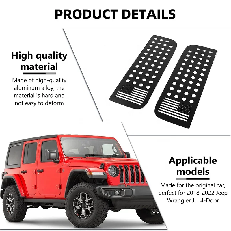 Easy Installation Car Rear Door Window Glass Strip Panel Exterior Decoration Accessories for 2018-2022 Jeep Wrangler JL 4-Door