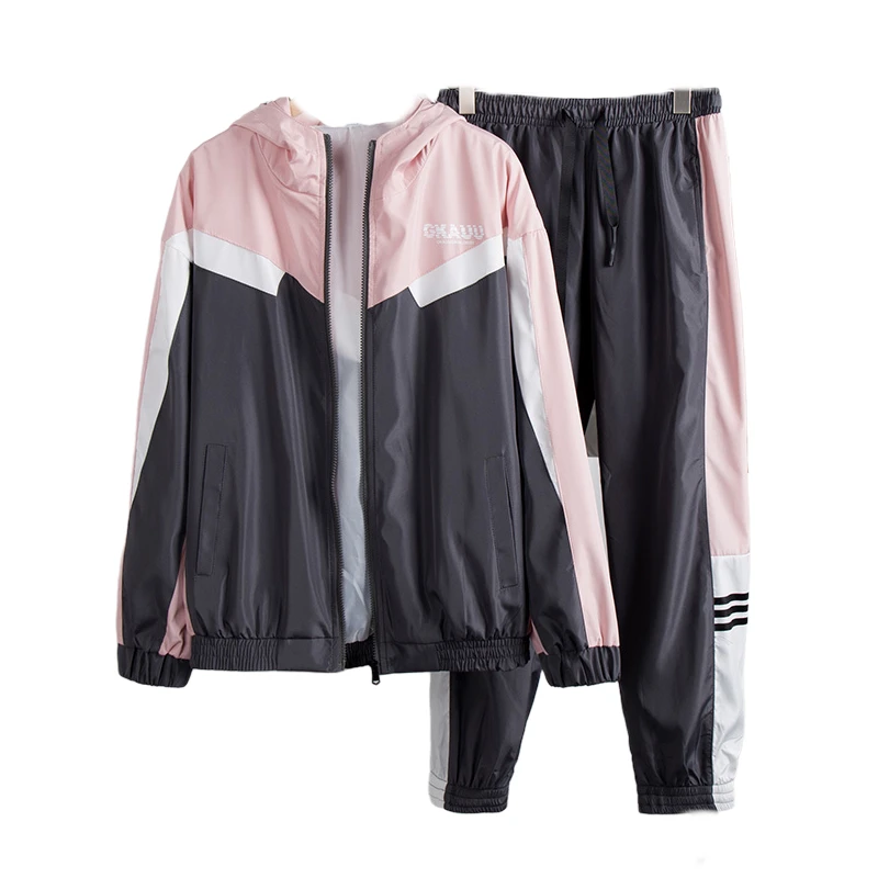 
Two Piece Set Women Sports Clothing Womens 2 Piece Outfit Plain Dyed Full Length Japan Style 1pc/1opp Bag Knitting Nonwoven 