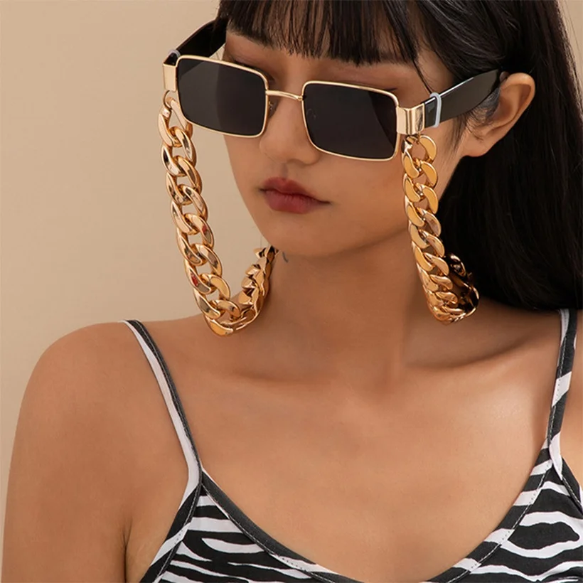 Hip-hop New Trendy Personalized Geometric Metal Long Thick Chain Glasses Chain Jewelry Wholesale