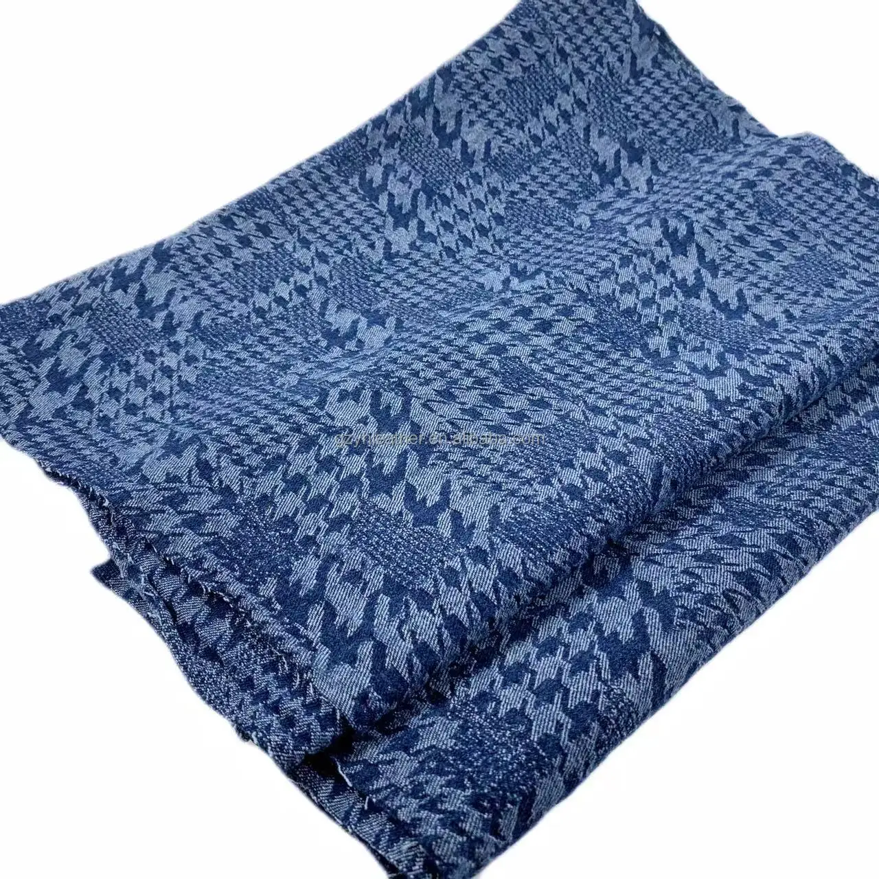 Jacquard Houndstooth Plain Pattern Printed Denim Fabric For Jean Dress  Denim Shirt Bag