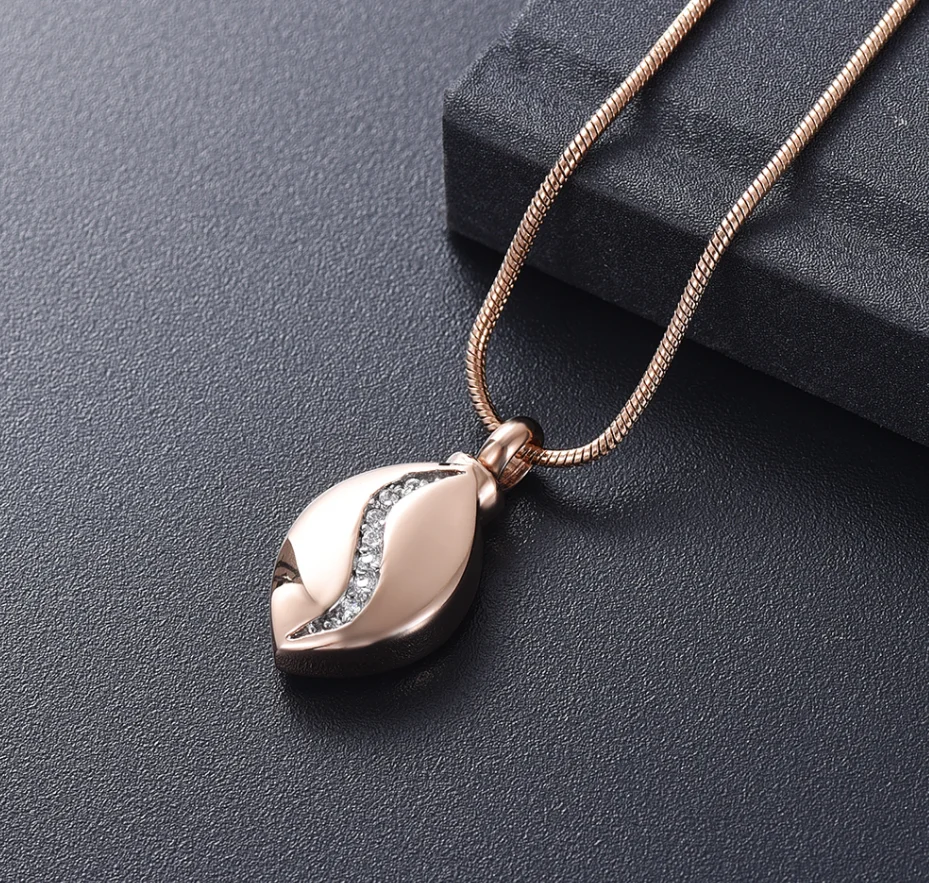Fashion Teardrop Keepsake Pendant Necklace For Women Mini Cremation Necklace Inlay Clear Zircon Memorial Jewelry Free Engrave PR