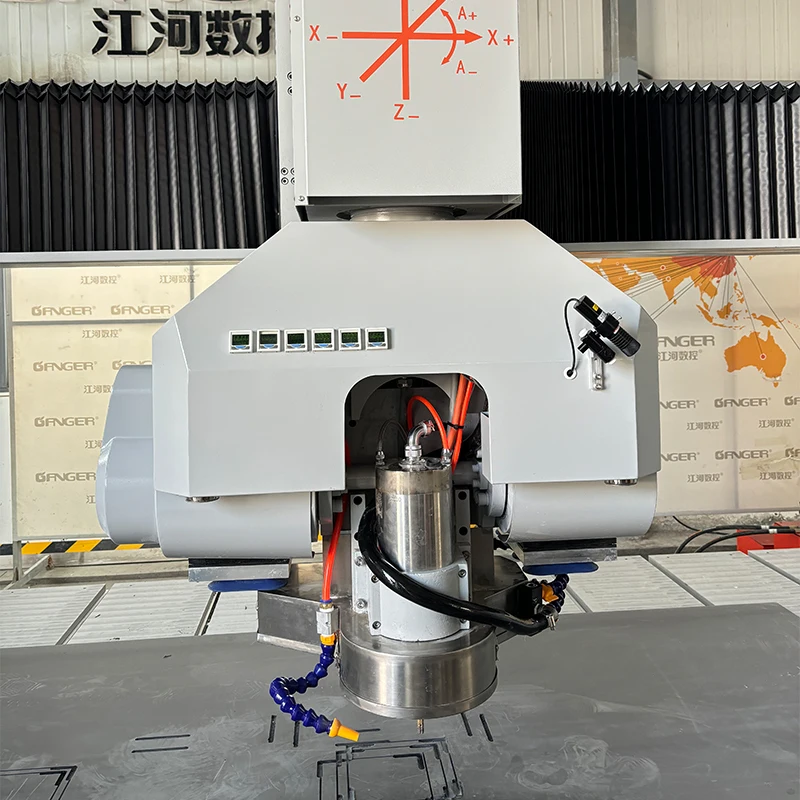 GANGER CNC 5 Plus 1 Axis Automatic Quartz Granite Stone Cnc Bridge Saw Cutting Machines Marble Stone machinery With Camera