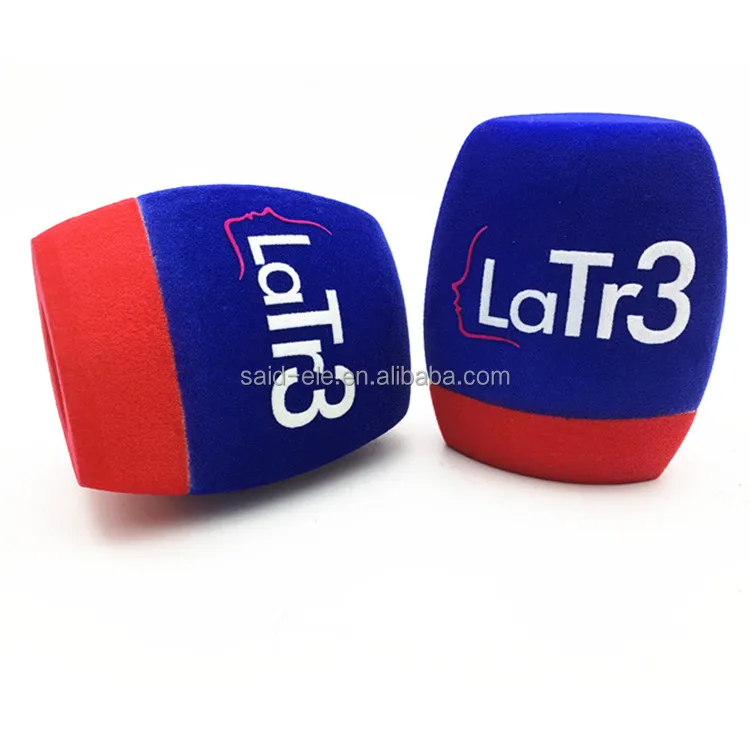 Europe FM radio studio channel mic sponge foam mic flags Windshield shapes cutflock finish printing