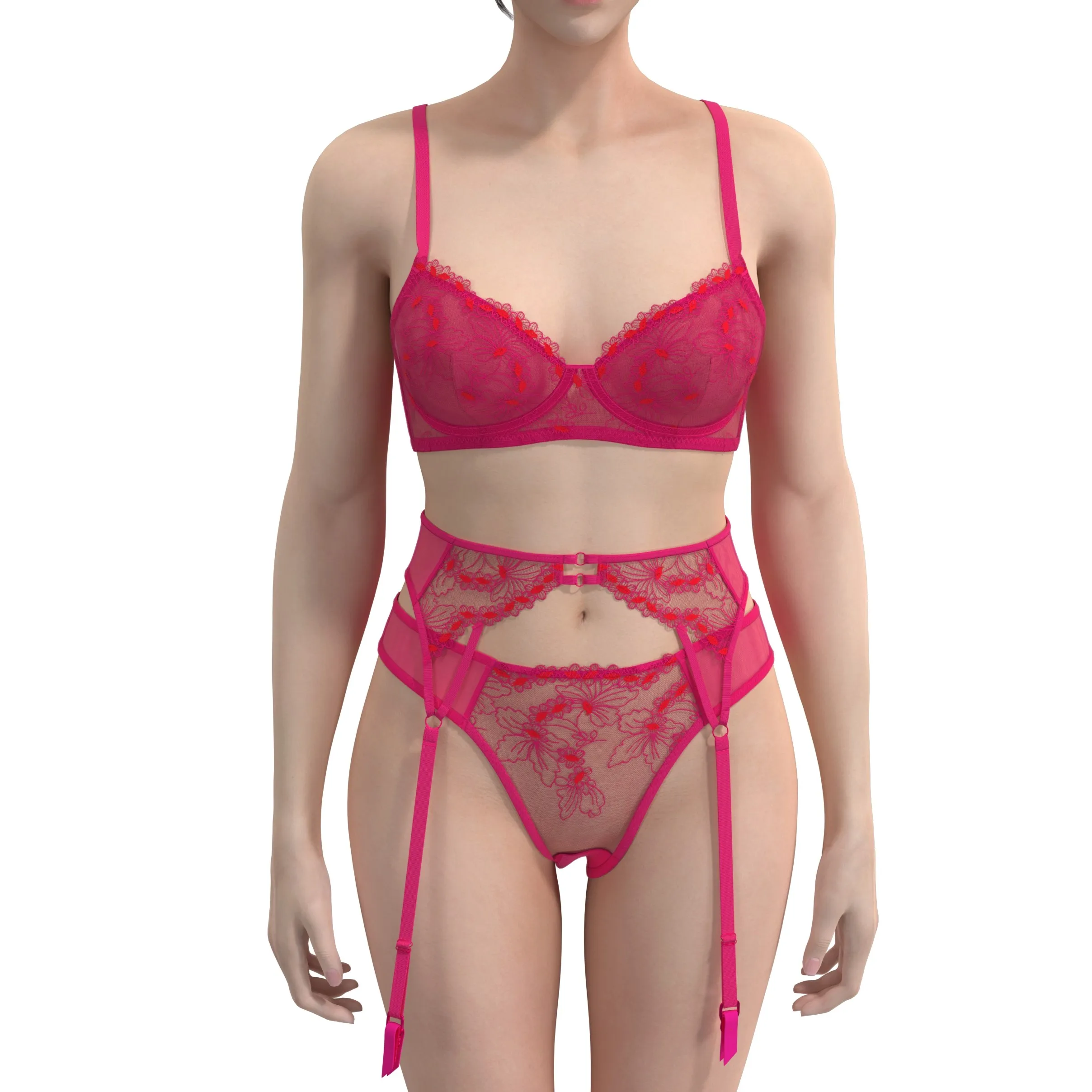 2023 New Sexy Hot Push-Up Bra and Panties Sets Wholesale XL Everyday Fashion Lingerie with Feathers Decoration Bra and Panty Set