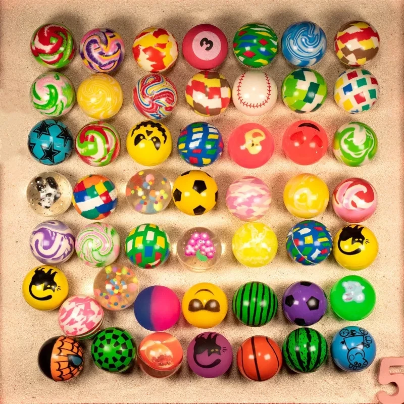 Bouncing Ball Colorful Bright Solid 27mm 32mm 45mm 49mm Bouncy Ball Various Design Wholesale Option Eyeball High Rubber Bouncing