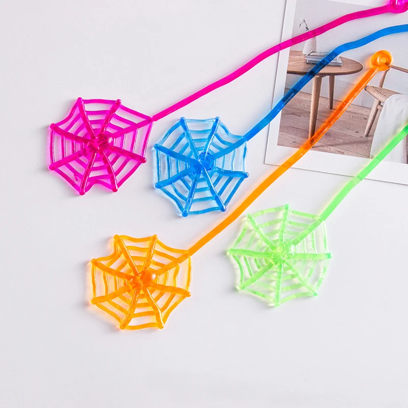 Halloween cheap novelty spider web stick wall relieve stress stretchy sensory soft toy of sticky hand toy