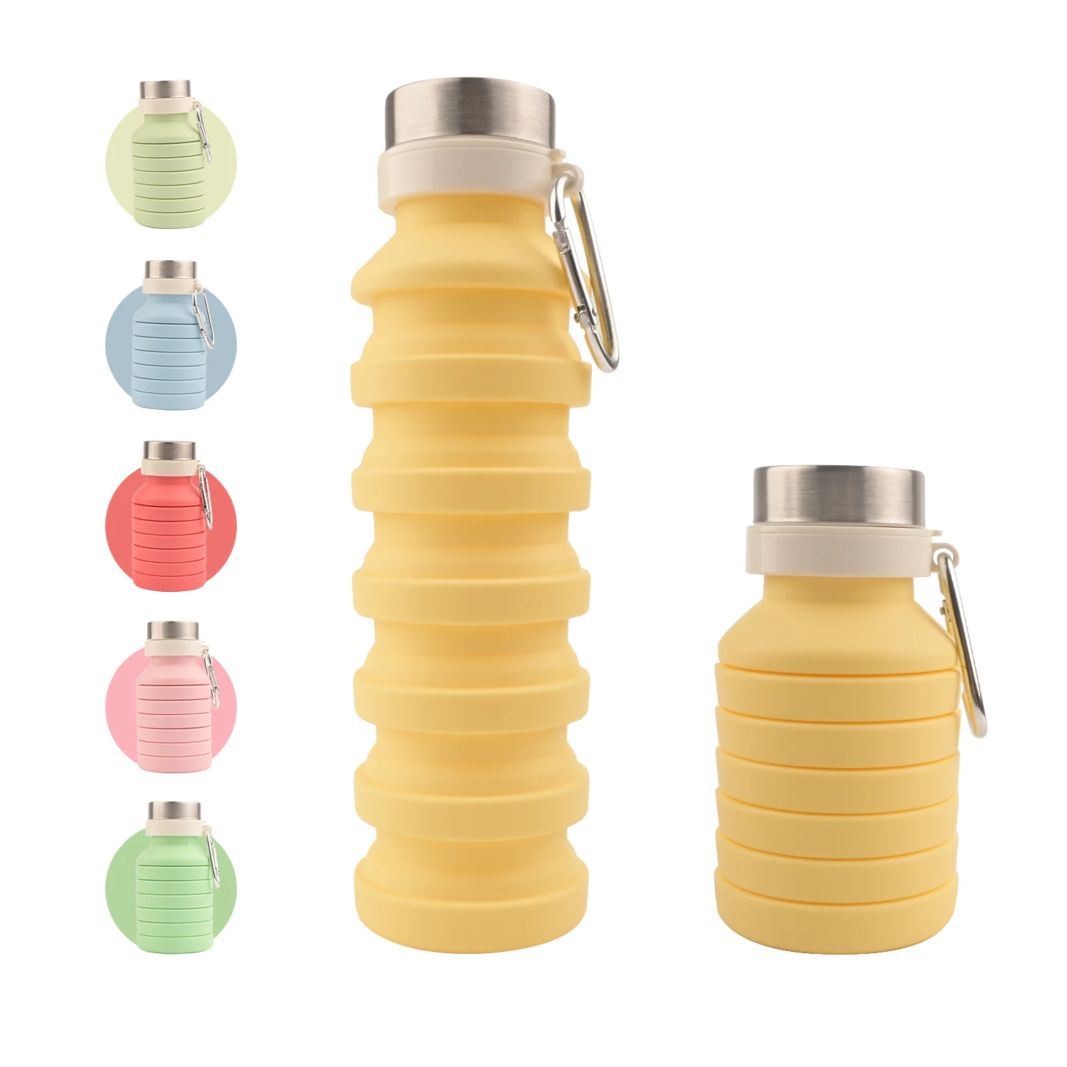 Secure Seal Technology Silicone Water Bottle Folding Traveling Bottle Portable Collapsible Water Bottle