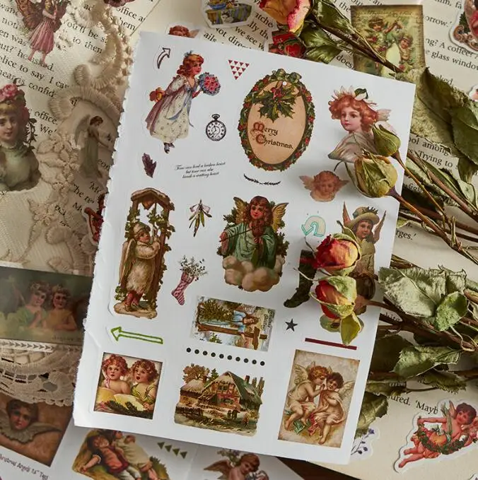 20 pages vintage floral magazine ticket 3 kinds material sticker book for scrapbooking