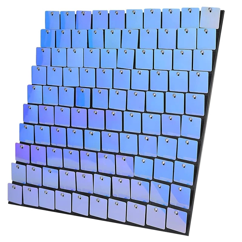 Blue Shimmer Wall Sequin Backdrop Square Panels Decoration for Wedding Events Advertising Sign Photography Background