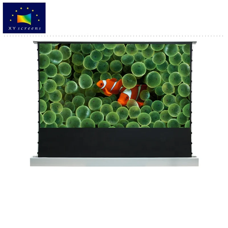 XY remote control 120 inch Floor Rising Electric Ambient Light Rejecting Projection Screen for Ultra Short Throw 4K 3D Projector