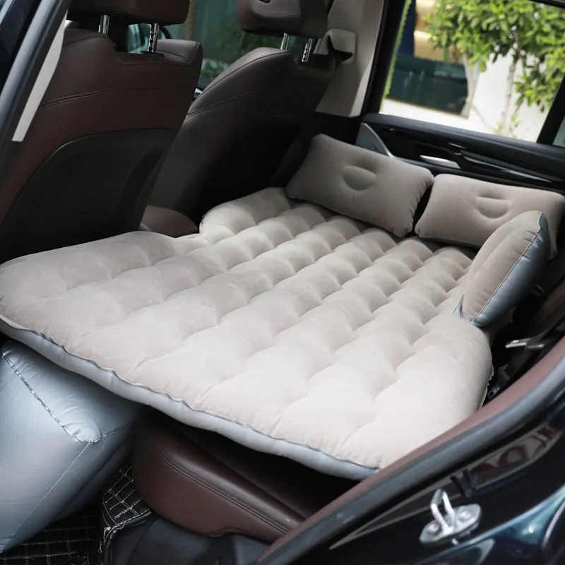 Customized Flocking Inflatable Car Mattress With Two Air Pillows Travel Camping Bed Portable Back Seat Car Air Mattress