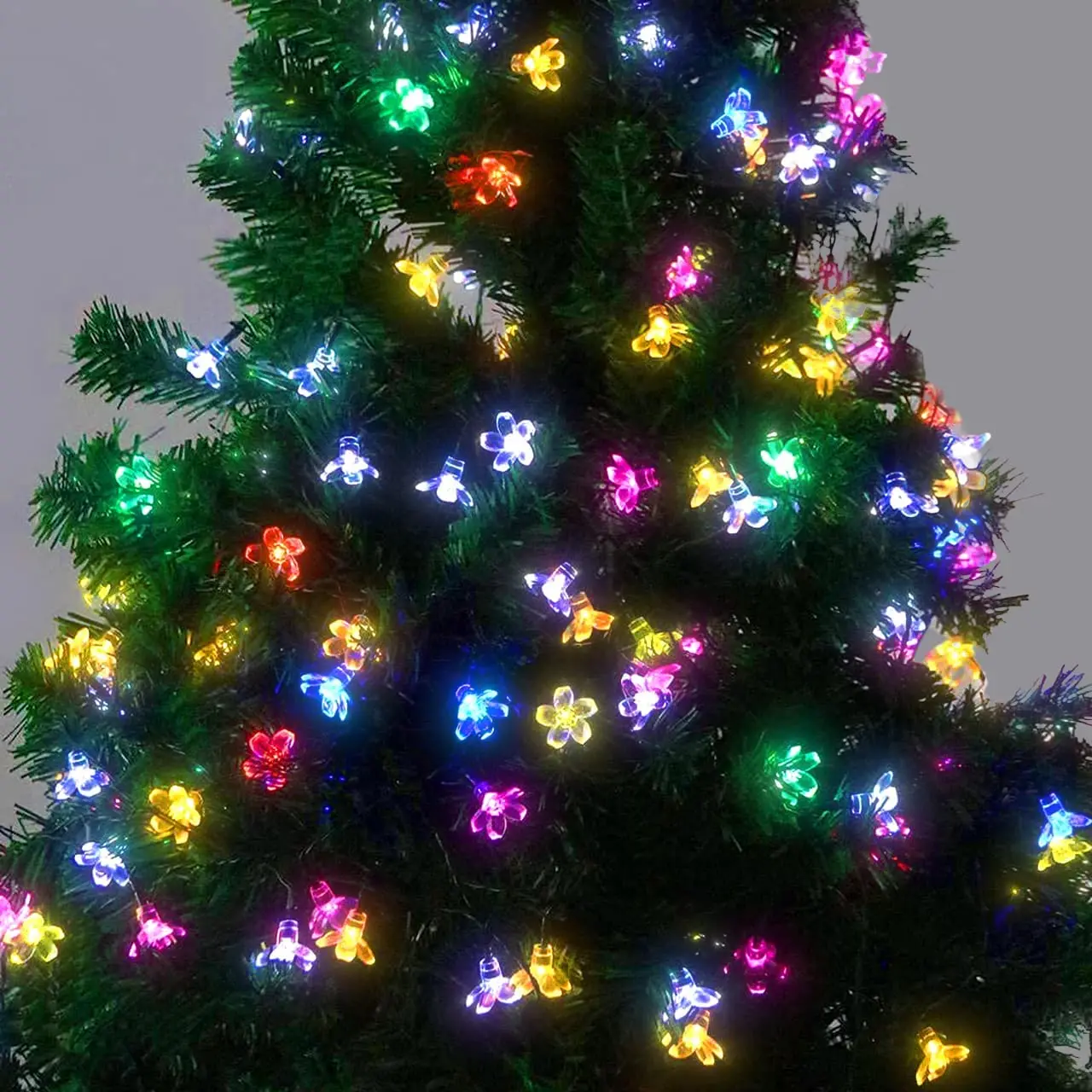 Solar String Flower Lights Outdoor Waterproof 50 LED Fairy Light Decorations for Garden Fence Patio Yard Christmas Tree
