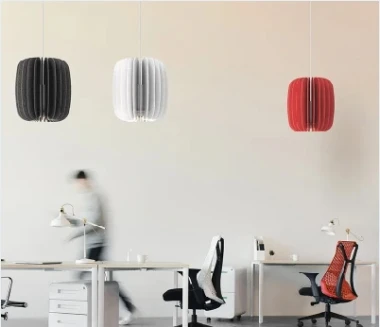 Kunuo Beautiful Drum Design LED Acoustic Panels Polyester Hanging Decoration with Lighting Luminaire