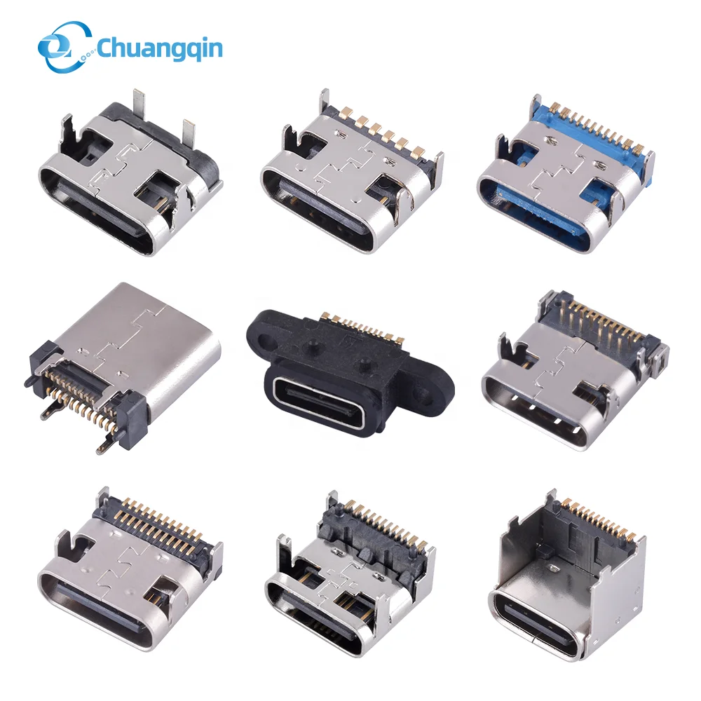 TYPE-C USB Jack female Connector c-type connector plug pcb 6 pin 24pin smt usb-c type c connector 16p usb c female usb connector