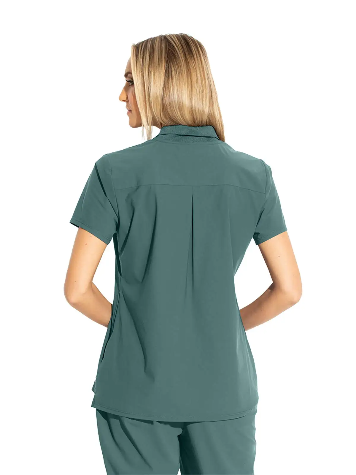 Wholesale Women Medical Scrub Set Stretch Fabric Medical Polo Top and 3 Pocket Straight leg Pant Nurse Doctor work wear