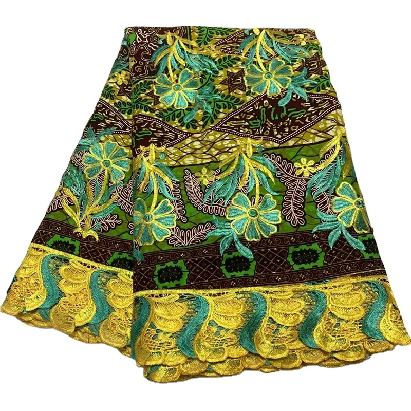 Cord Lace Cotton Wax Net Fabric 5 yards Nigerian Embroidered Mesh Guipure Voile Fabric