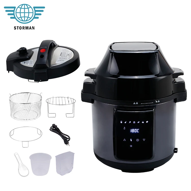High Quality Multifunctional Big Capacity 6L 6QT 2 In 1 Electric Pressure Cooker Air Fryer