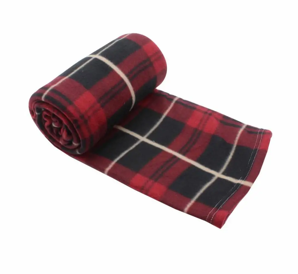 cheap fleece checked plaid printed fleece blanket