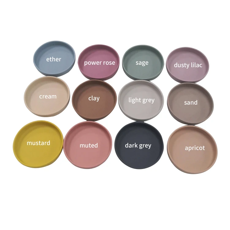 Eco Friendly Food Grade Customize Logo Round Shaped Silicone Baby Plate For Kids