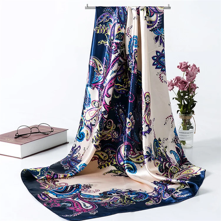 90*90 Luxury Silk Material Brand Letter C Style New Current Long Summer Scarves For Women
