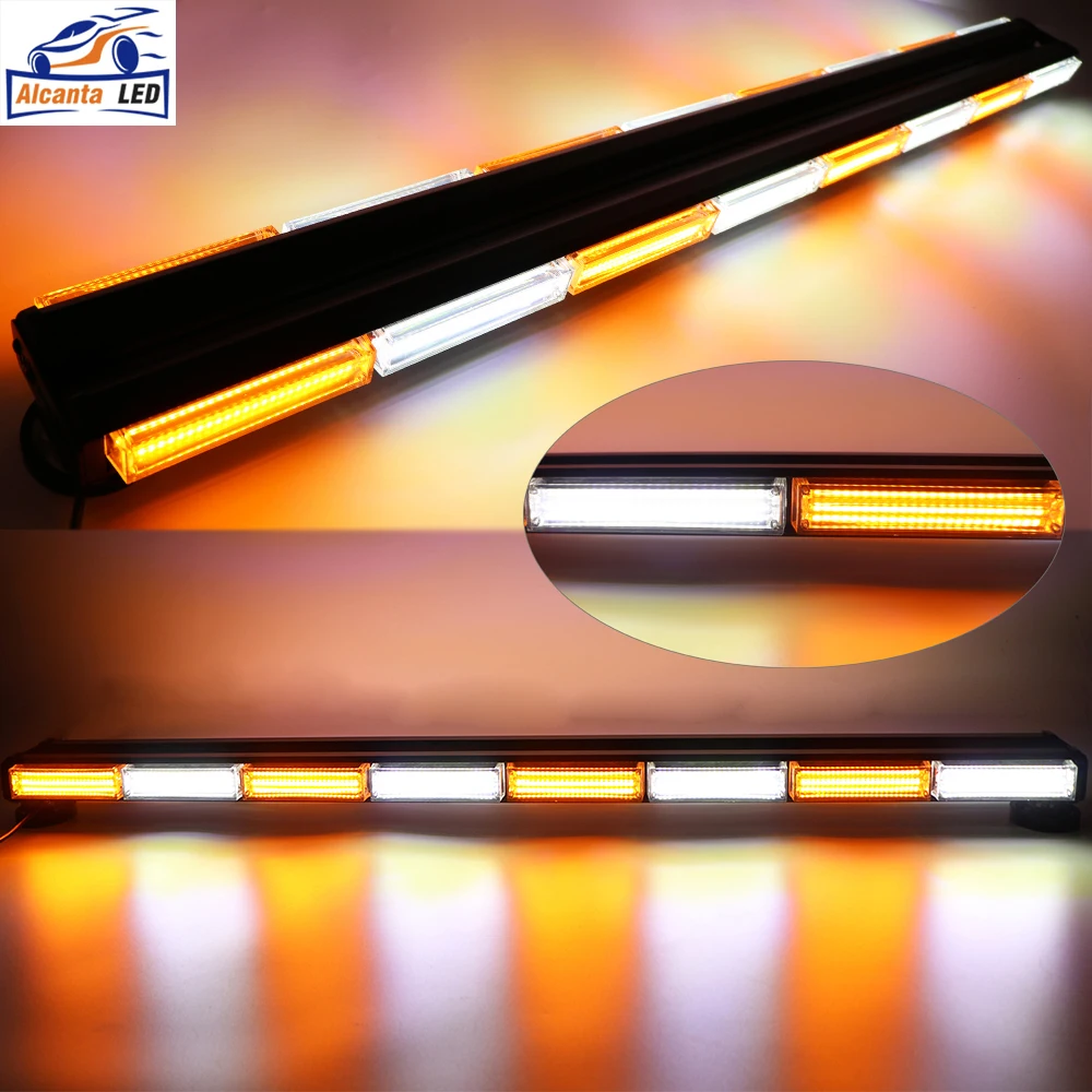 Blue Amber White 54 LED Emergency Warning Strobe Light Bar Roof Top Law Enforcement Hazard Flashing LED For Tow Truck Vehicle